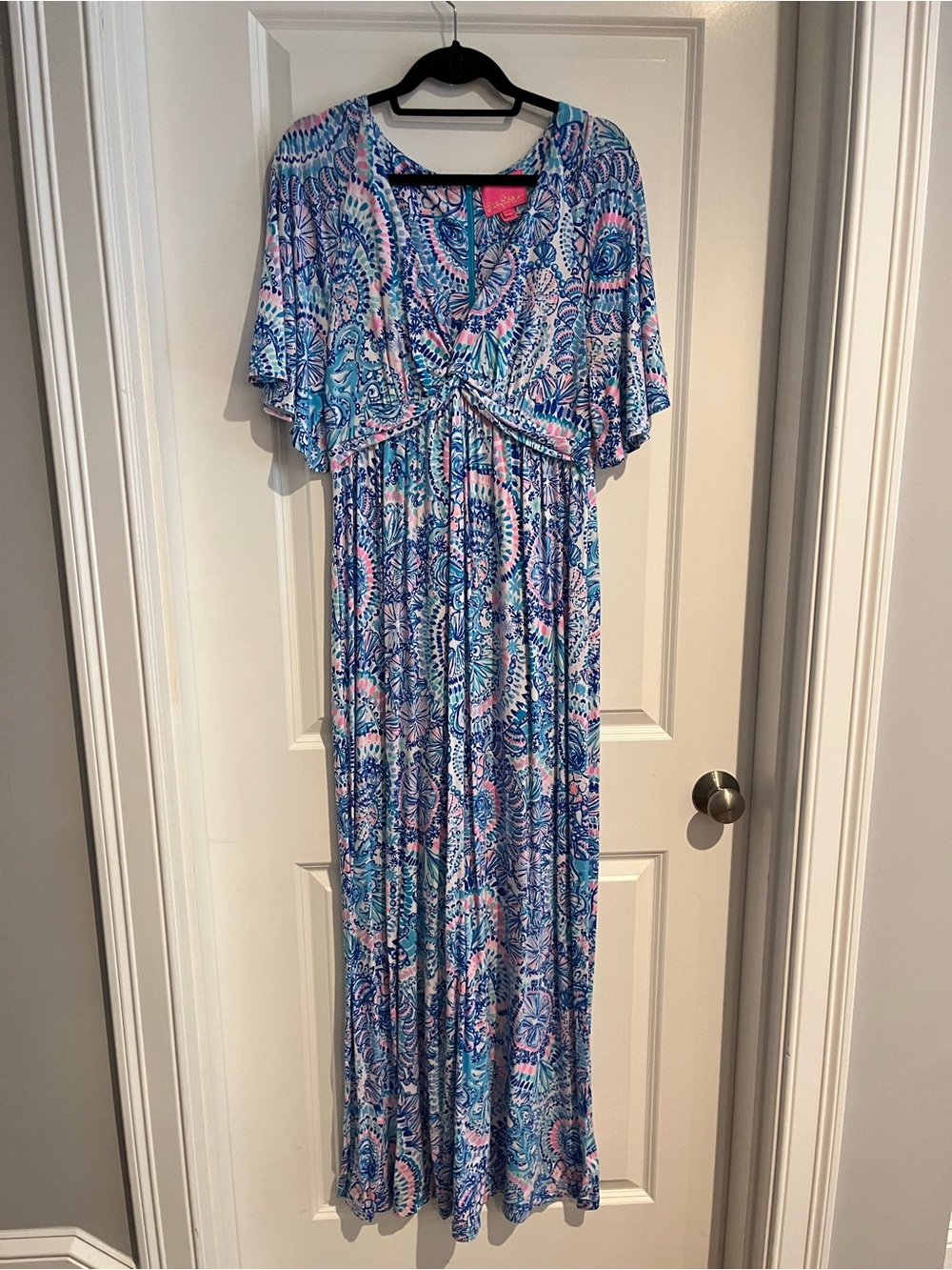Lilly Pulitzer Blue and Pink Paisley Maxi Dress